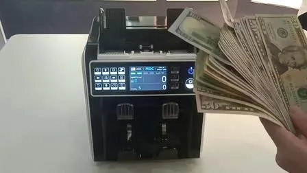 Tragbarer, von oben beladbarer Banknoten-Profi-Geldzähler mit zwei Fächern und Mehrfach-Banknotensortierer, Geldzähler und Sortiermaschine für Bargeld