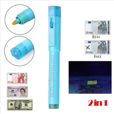 2-in-1 Falschgeld-Detektor-Stift, Banknotenprüfstift, UV-Schwarzlicht-Währungsdetektor